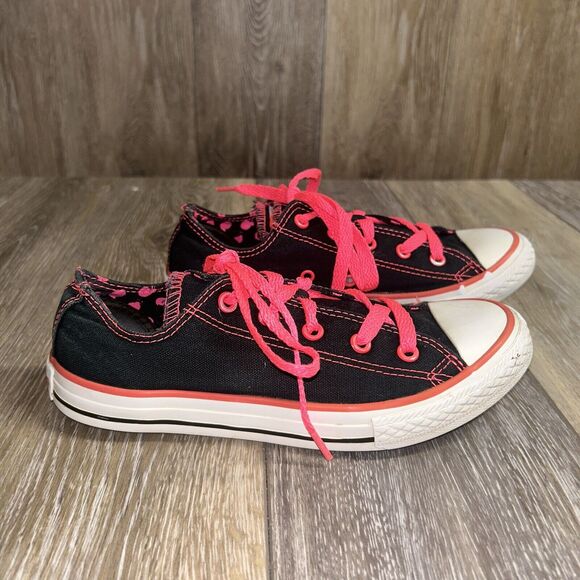 Converse Chuck Taylor All Star Double Tongue Sneakers Black Pink Youth US Size 3 - Picture 1 of 11